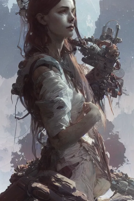 Prompt: A full portrait of a beautiful post apocalyptic offworld cryodreamer, intricate, elegant, highly detailed, digital painting, artstation, concept art, smooth, sharp focus, illustration, art by Krenz Cushart and Artem Demura and alphonse mucha