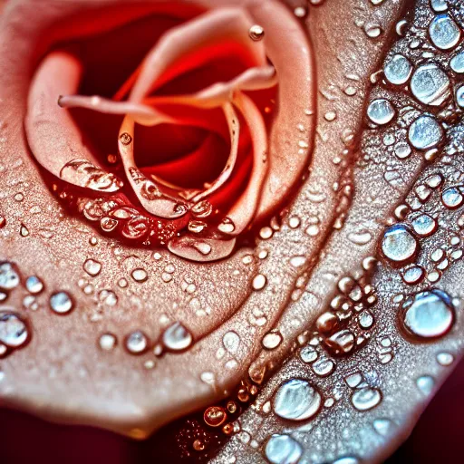 Image similar to macro photograph of a rose with water droplets on the petals