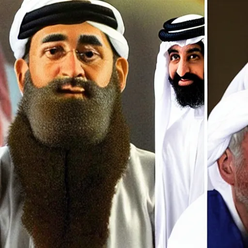 Image similar to bill clinton, osama bin laden and bigfoot eating babies together in dubai