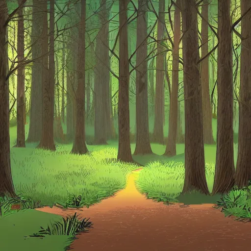 Prompt: a clearing in a forest in the style of a lucas arts point and click adventure game