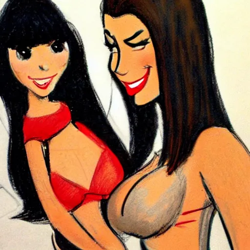 Image similar to milt kahl sketch of victoria justice with kim kardashian body