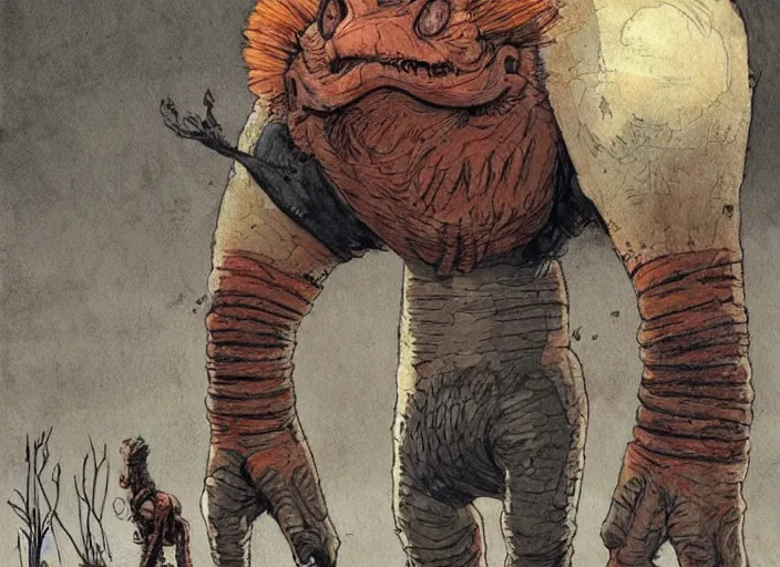 Image similar to mutant creatures, character design by enki bilal, close - up, very coherent, trending on artstation