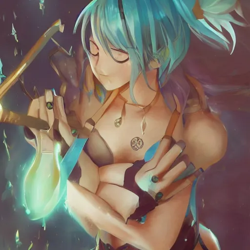 Image similar to beautiful art of aqua from konosuba, by wlop, rossdraws, logan cure, mingchen shen, bangkuart, sakimichan, yan gisuka, jeonseok lee, zeronis, chengwei pan on pixiv