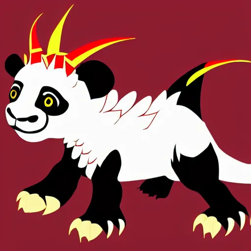 Image similar to vector art of welsh dragon and panda mixed, intercrossed, chimera, welsh flag, adobe illustrator