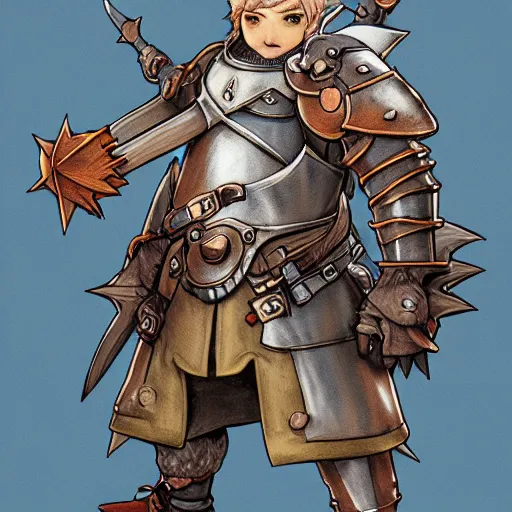 Prompt: heroic character design of anthropomorphic beaver, whimsical beaver, portrait of face, holy crusader medieval knight, final fantasy tactics character design, character art, whimsical, lighthearted, colorized pencil sketch, highly detailed, Akihiko Yoshida,