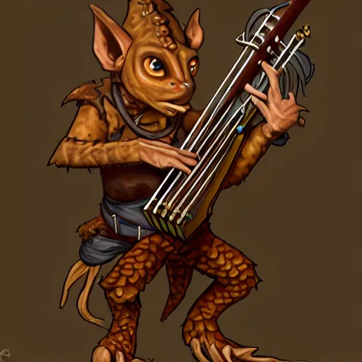 Image similar to a portrait of a kobold bard, pathfinder kobold, fantasy character art