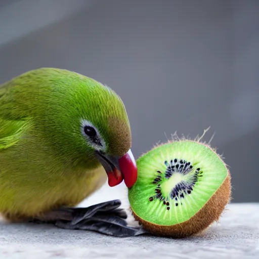 Image similar to kiwi bird eating kiwi fruit