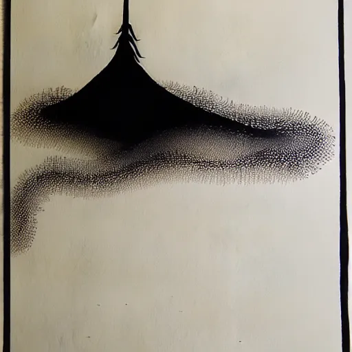 Image similar to zen, landscape, ink calligraphy