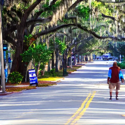 Image similar to bigfoot walking down the street in downtown Pensacola Florida