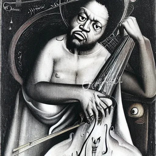 Image similar to charles mingus by hieronymus bosch