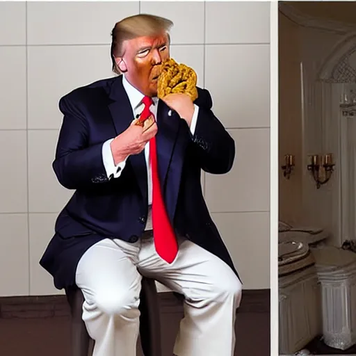 Image similar to trump eating poop straight from a toilet