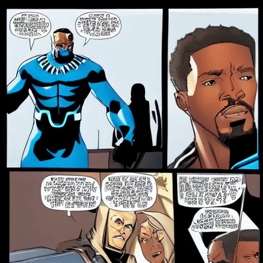 Prompt: Iceman freezing Black Panther