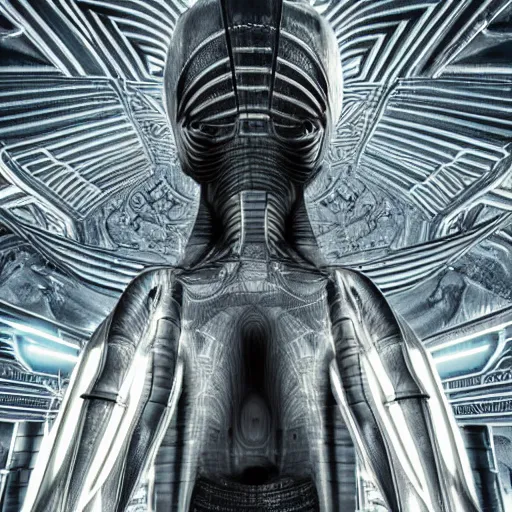 Image similar to a photo of a beautiful intricate epic futuristic hyper detailed cyber sphynx of egypt, cinematic lighting, taken with tilt shot