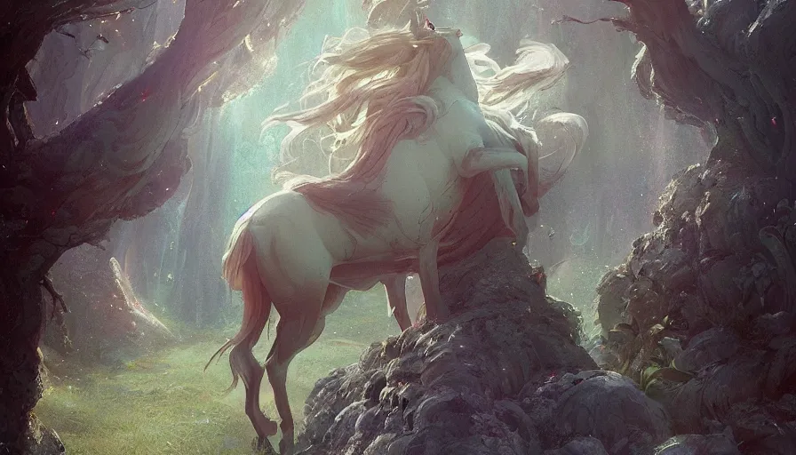 Prompt: a beautiful painting of the last unicorn, ray traced lighting by kalin popov and greg rutkowski