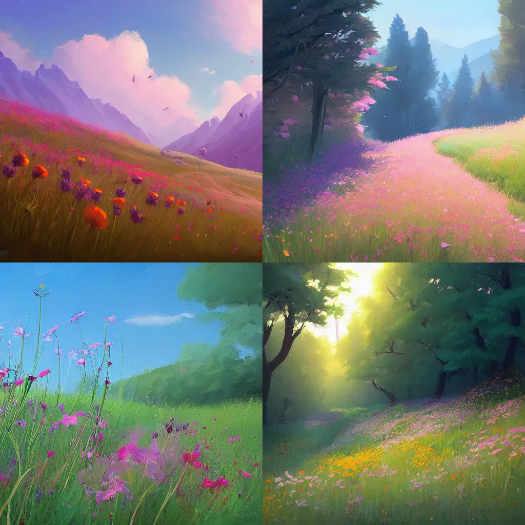 Prompt: wildflowers, sylvain sarrailh, tooth wu