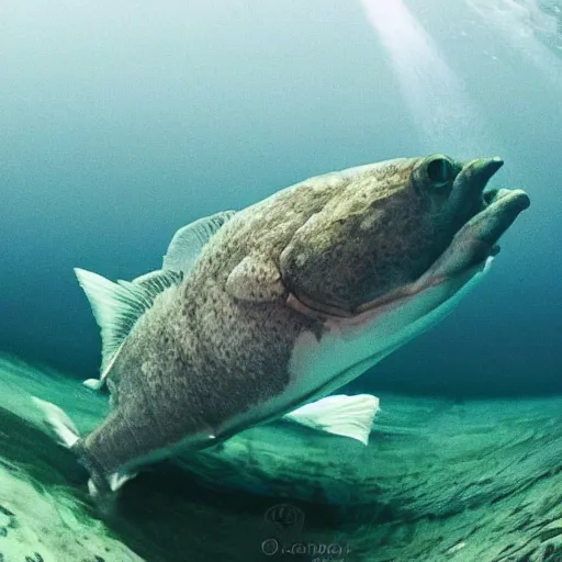 Prompt: incredibly detailed atlantic cod, wide angle shot, backlit, very realistic, underwater, beautiful photo, national geographical, underwater photography, gopro,