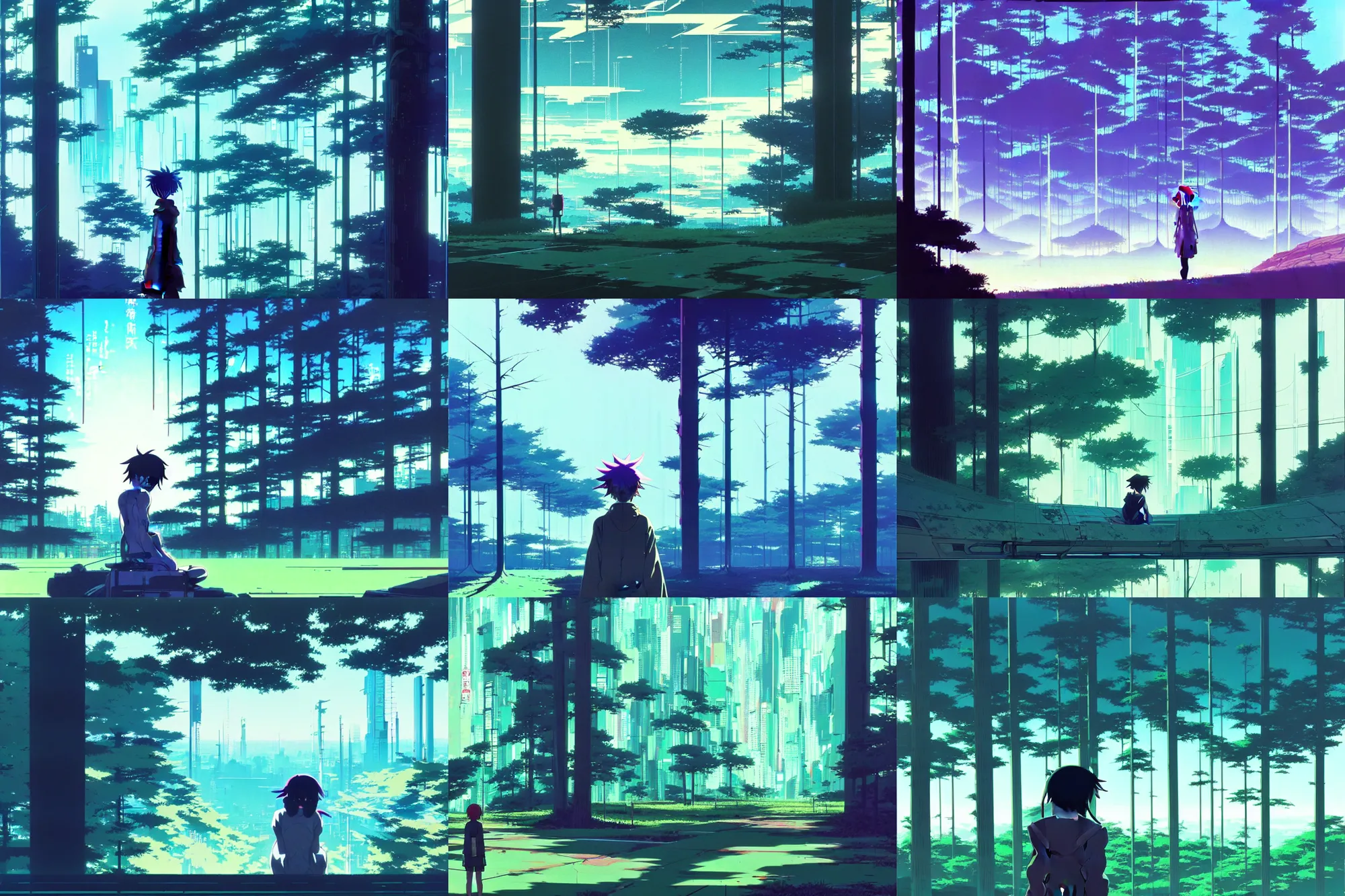 glitch ghost in the shell flcl looking over the forest | Stable ...