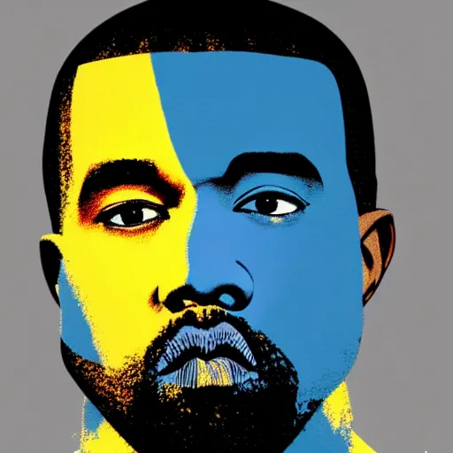 Prompt: kanye west portrait colors blue and yellow