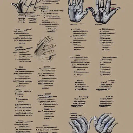 Prompt: reference sheet of various hands