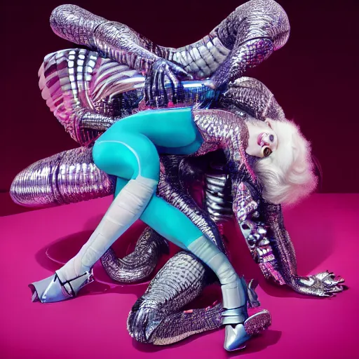 Image similar to lady gaga artpop act 2 album cover shot by nick knight, full body, artpop, jeff koons, canon, highly realistic. high resolution. highly detailed. dramatic. 8 k. 4 k.