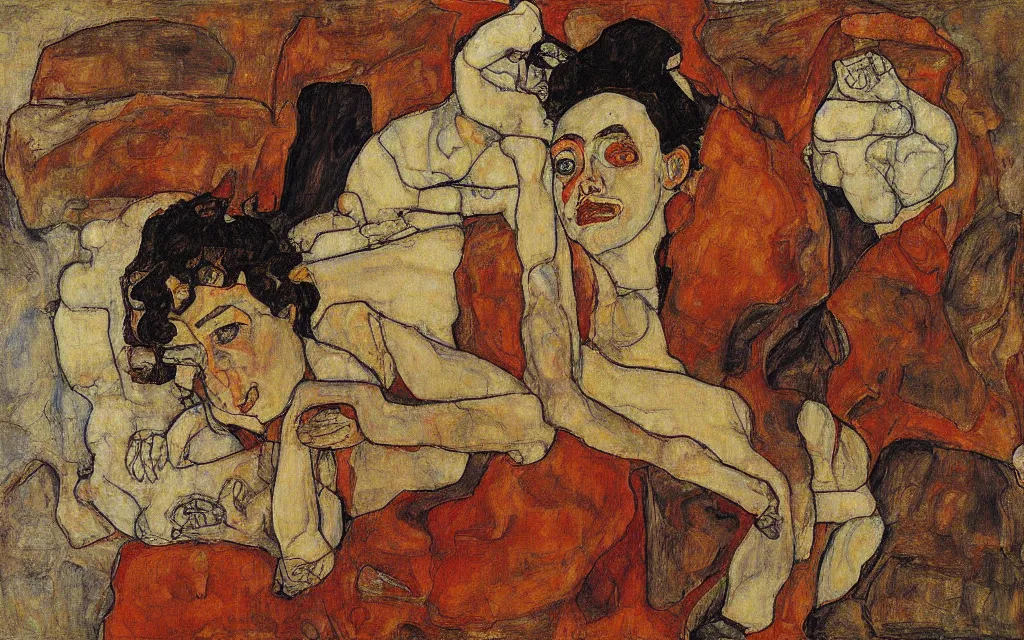 Image similar to a painting by egon schiele