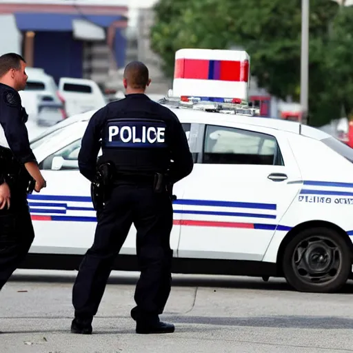 Prompt: police interviewing the world\'s largest pie