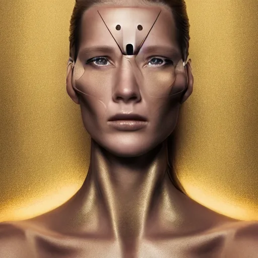 Image similar to portrait of a stunningly beautiful futuristic female, depth of field, zeiss lens, detailed, symmetrical, centered, fashion photoshoot, by Annie Leibovitz and Steve McCurry, David Lazar, Jimmy Nelsson, Breathtaking, 8k resolution, extremely detailed, beautiful, establishing shot, artistic, hyperrealistic, beautiful face, octane render