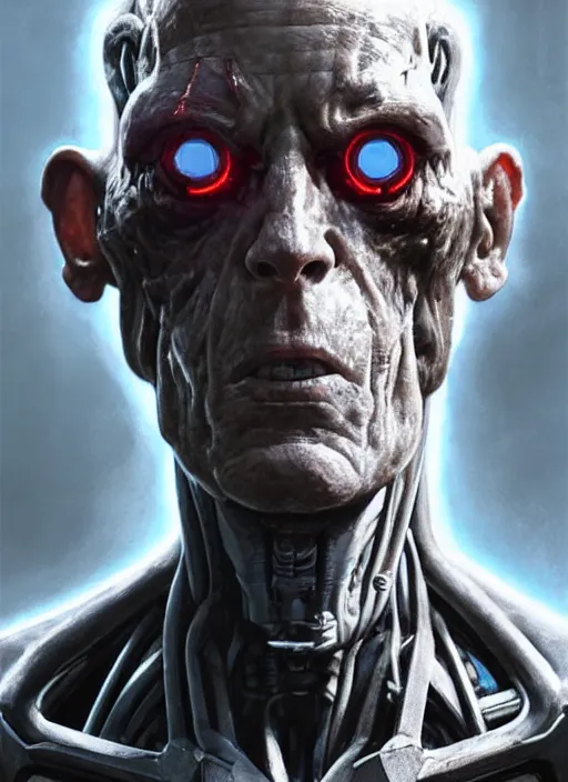 Image similar to michael berryman as victor stone, full body concept, cyborg, borg, strogg, face of a man, terminator, flesh, quake strogg, doom demon, wolfenstein, monstrous, powerful, symmetry, symmetrical, concept art by ruan jia and greg rutkowski