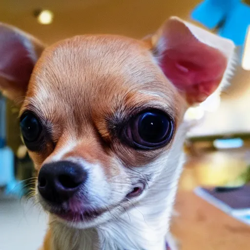 Prompt: chihuahua holding a camera