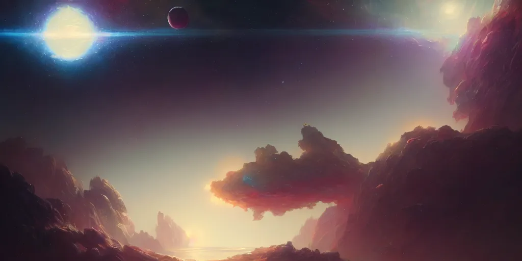 Image similar to planet jupiter in space, nebula in the background, extremely detailed digital painting, in the style of fenghua zhong and ruan jia and jeremy lipking and peter mohrbacher, mystical colors, rim light, beautiful lighting, 8 k, stunning scene, raytracing, octane, trending on artstation