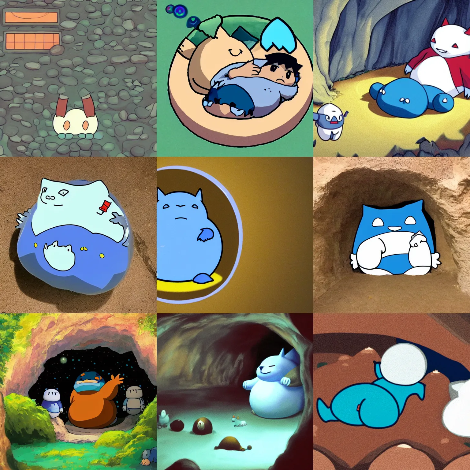 Prompt: cave plugged with a snorlax