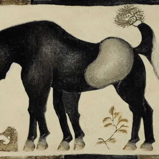 Prompt: white ape, black horse, yin Yang