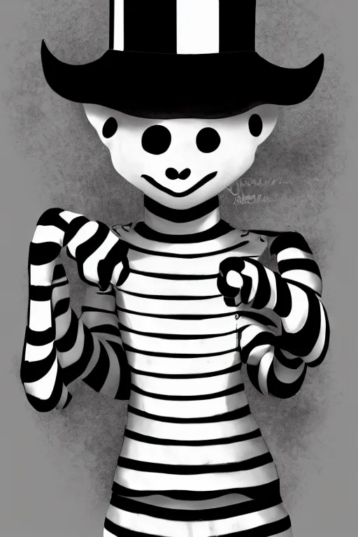 Prompt: an evil mime, highly detailed, digital art, sharp focus, trending on art station, anime art style