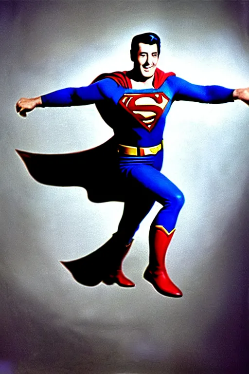 Image similar to rock hudson playing superman in, superhero, dynamic, 3 5 mm lens, heroic, studio lighting, in colour