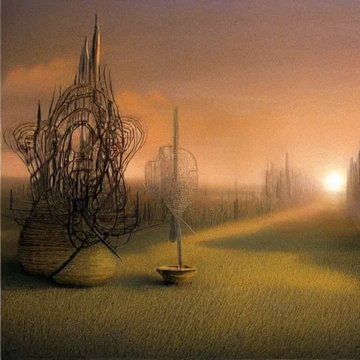 Image similar to scene from a dream. plains. digital artwork by vincent bons, michael whelan, remedios varo and gerardo dottori. grainy and rough. interesting pastel colour palette. beautiful light. oil and water colour based on high quality render.