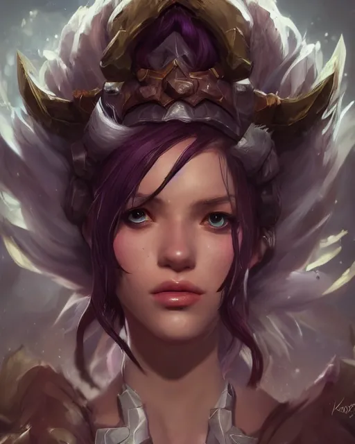 Image similar to league of legends portrait, au naturel, hyper detailed, digital art, trending in artstation, cinematic lighting, studio quality, smooth render, unreal engine 5 rendered, octane rendered, art style by klimt and nixeu and ian sprigger and wlop and krenz cushart.