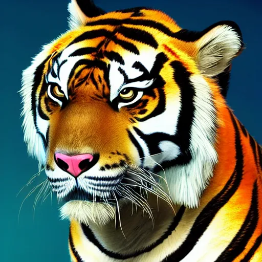 Image similar to portrait of an antropomorphic bengal tiger, mattepainting concept blizzard pixar maya engine on stylized background splash comics global illumination lighting artstation, sharp focus, lois van baarle, ilya kuvshinov, rossdraws