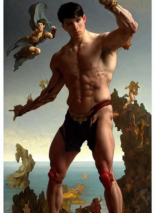 Image similar to renaissance painting of aggressive superboy prime, d & d, muscular! crossfit anatomy, fantasy, intricate, elegant, highly detailed, digital painting, artstation, concept art, smooth, sharp focus, illustration, art by artgerm and greg rutkowski and alphonse mucha and alex ross and donato giancola and bayard wu and gustav moreau and wayne barlowe