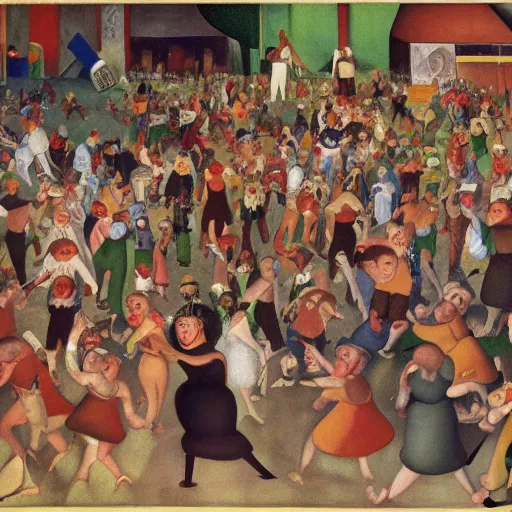 Prompt: dancing dwarves crowd by Boris Grigoriev