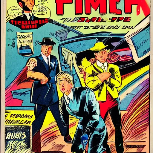 Prompt: time-traveling spies, comic book cover