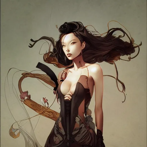 Image similar to lee jin - eun by nicola samuri, m. w. kaluta, peter mohrbacher, rule of thirds, seductive look, beautiful
