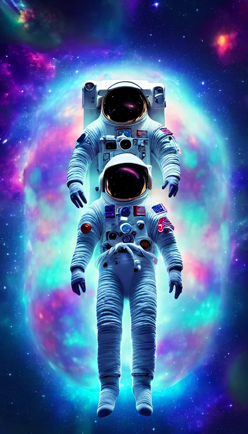 Image similar to a beautiful psychodelic astronaut, universe in the background, planets, sky, dream, highly detailed, digital painting, refreshing, trending on artstation, octane render, hyper - realistic, illustration by james jean