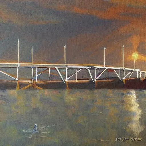 Prompt: beautiful painting of sargent texas bridge by olaf krans