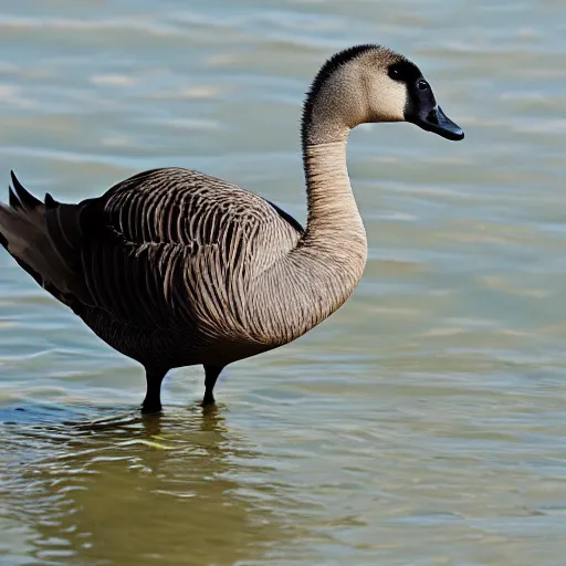 Prompt: photo of a goose wearing knight armor