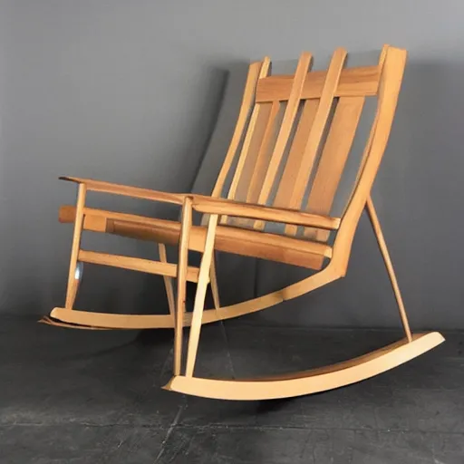 Prompt: a very beautiful modern light wood rocking chair | detailed furniture | handmade minimalist | birch | classy | comfortable