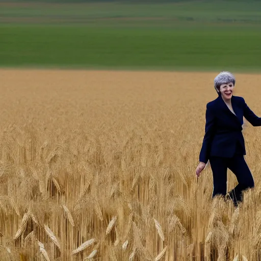 Image similar to theresa may walking in a field of wheat