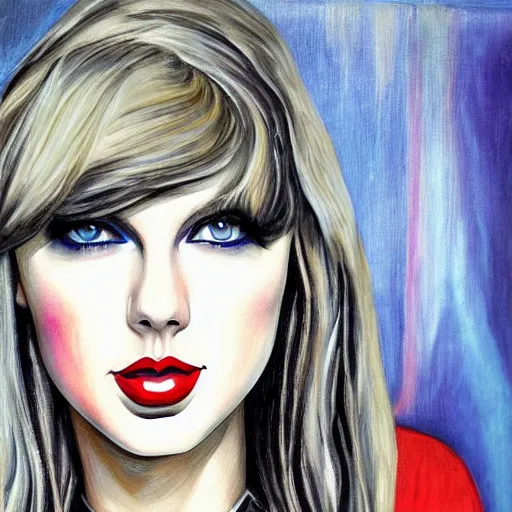 Prompt: bauhaus style painting of taylor swift, portrait, symmetrical features, perfect,