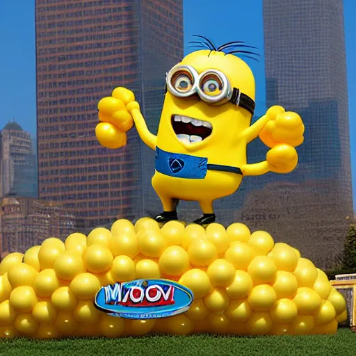 Image similar to minion macys parade thanks giving day balloon float realistic photo