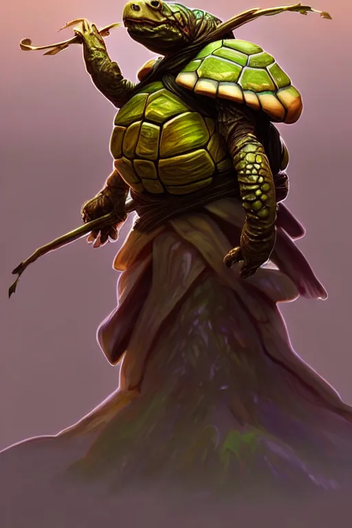 Image similar to d & d tortle nature cleric, highly detailed, digital painting, artstation, sharp focus, illustration, art by tan zi and ayanamikodon and alphonse mucha and wlop
