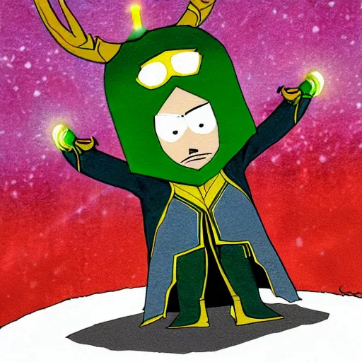 Prompt: loki drawn in style of south park